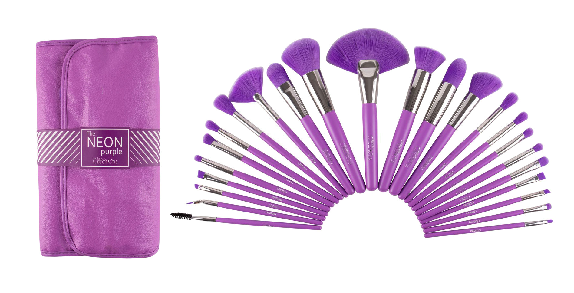 The Neon Purple 24 Pc Brush Set Cosmetic Celeb